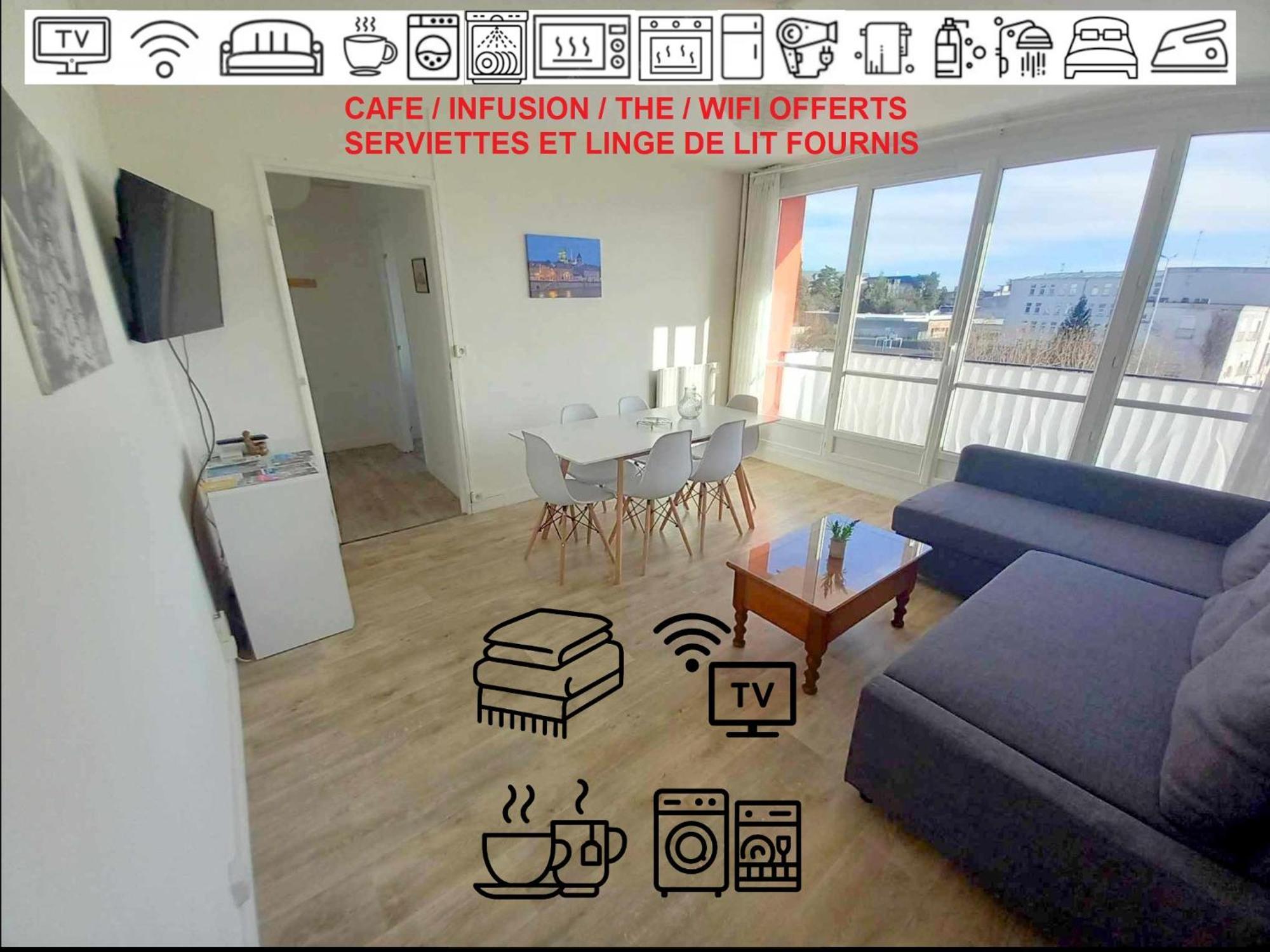 T3 57M2 Avec Balcon Proche Gare Sncf, Wifi Et Cafe Et The Offerts Apartment Orleans Ngoại thất bức ảnh